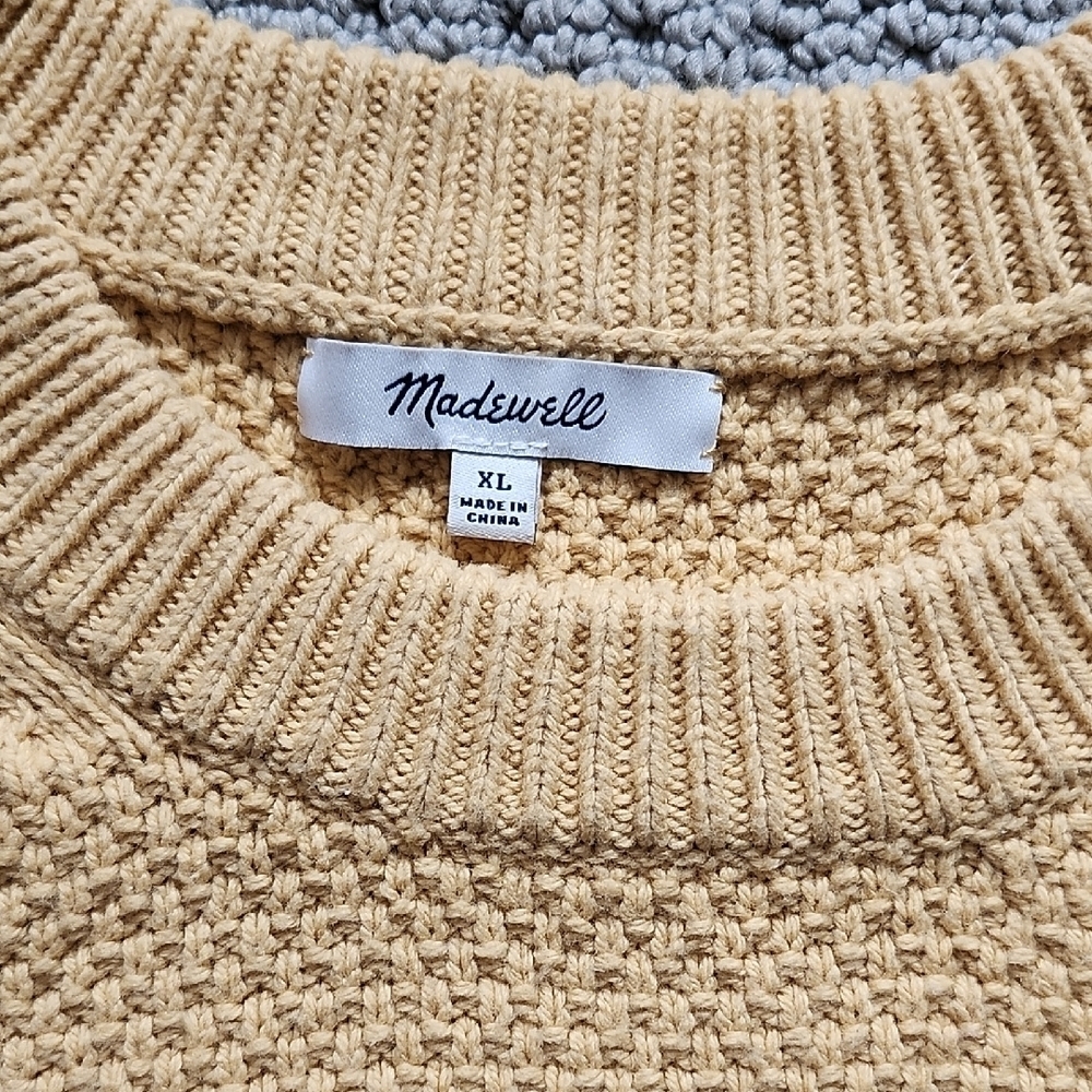 Madewell Kristina Cotton Blend Crew Maize Yellow Pullover Women's Sweater XL - Picture 2 of 5